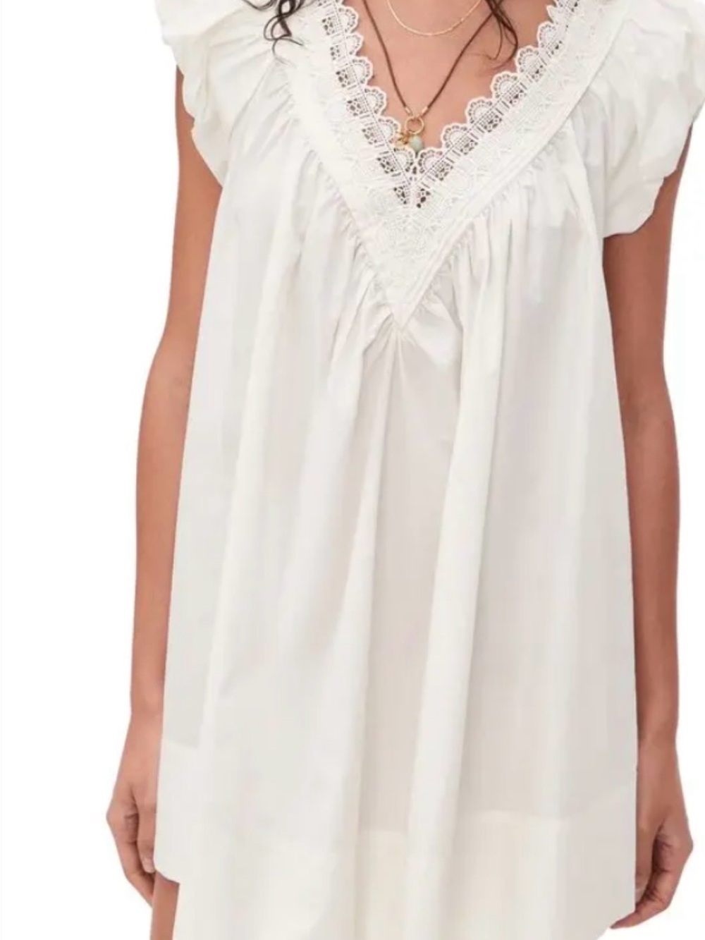 Free People White Lace-Trim SunDazed mini dress